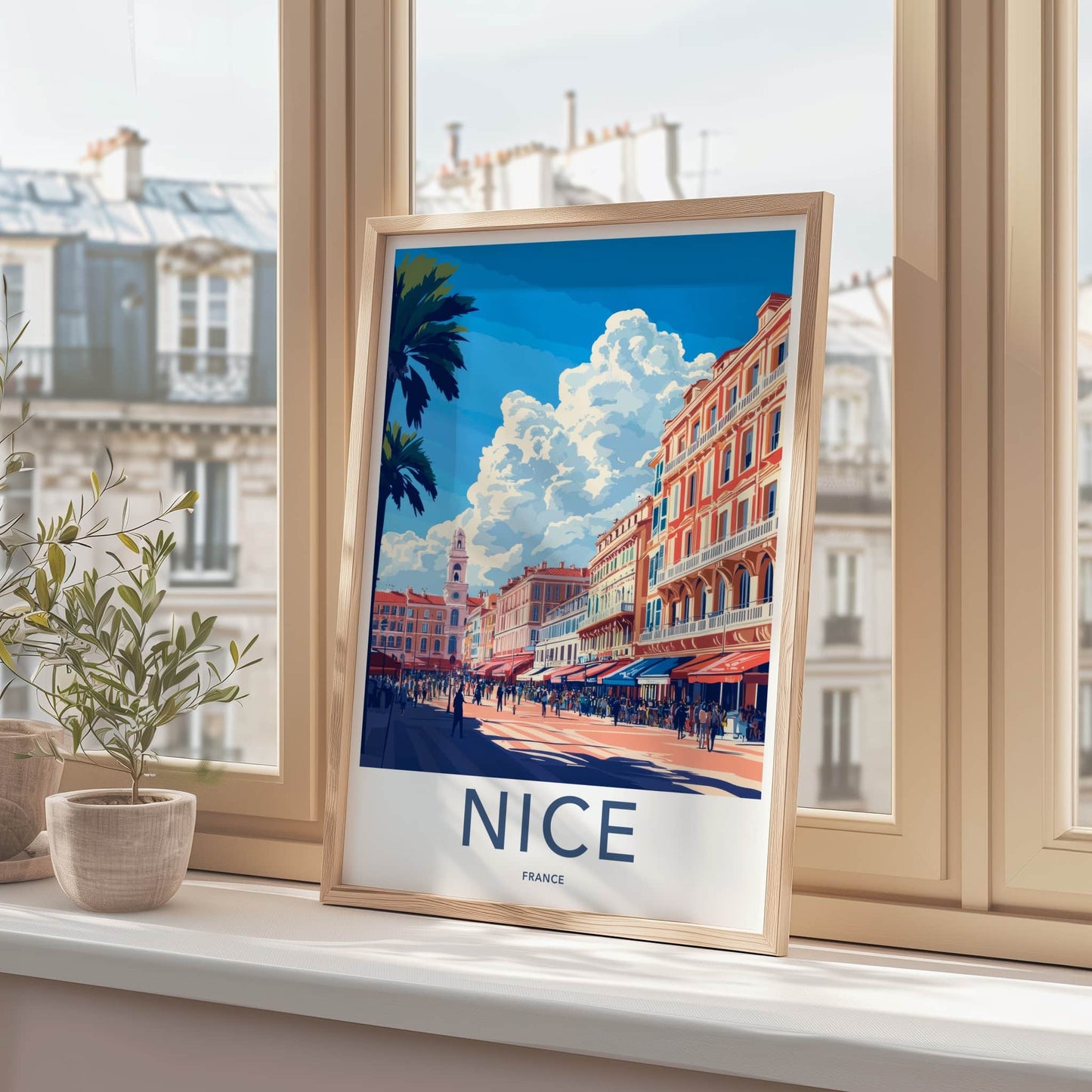 Nice Poster - France Travel Art - Lively Promenade Vista Home Decor