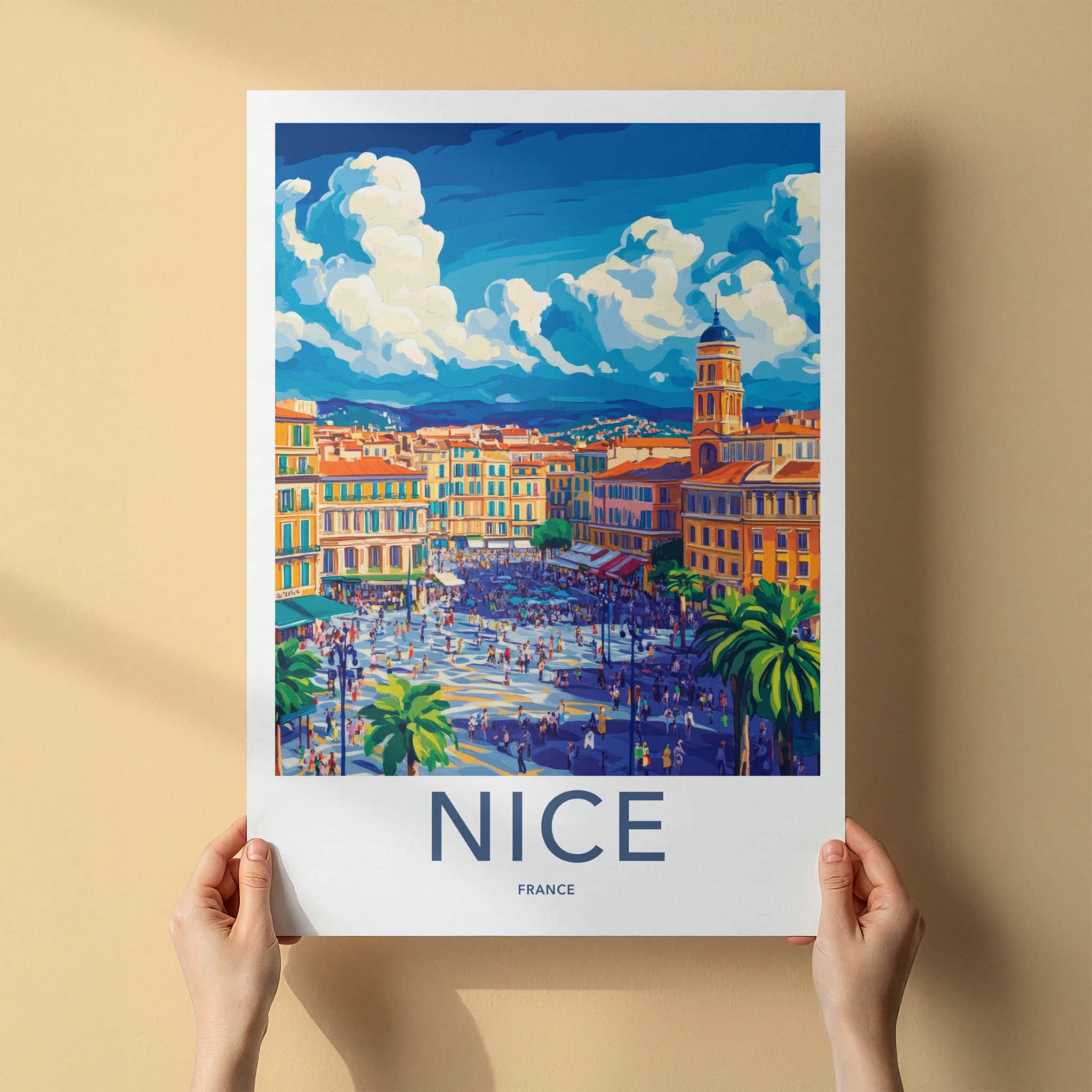 Nice Poster - France Travel Art - Vibrant City Life Lounge Decor