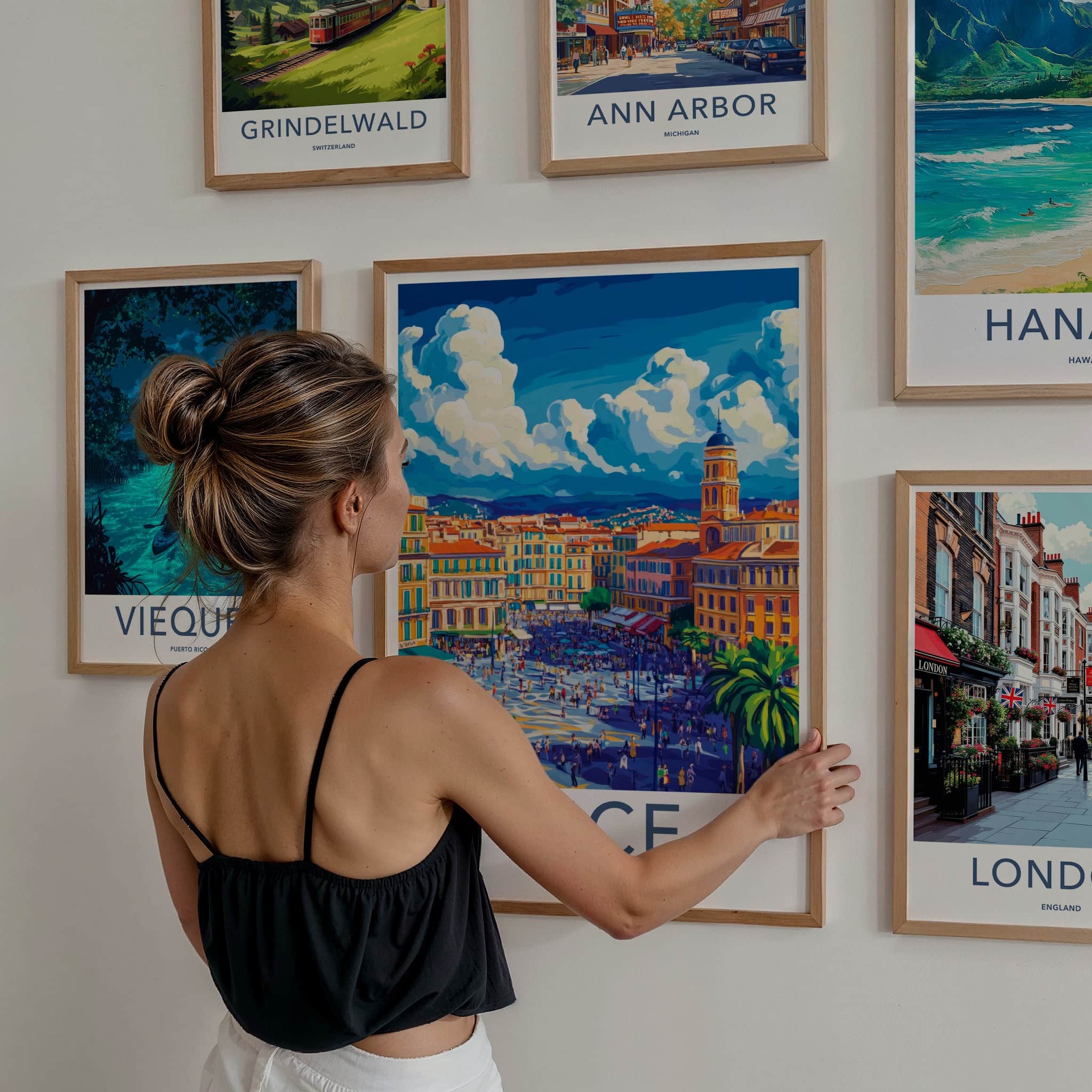 Nice Poster - France Travel Art - Vibrant City Life Lounge Decor