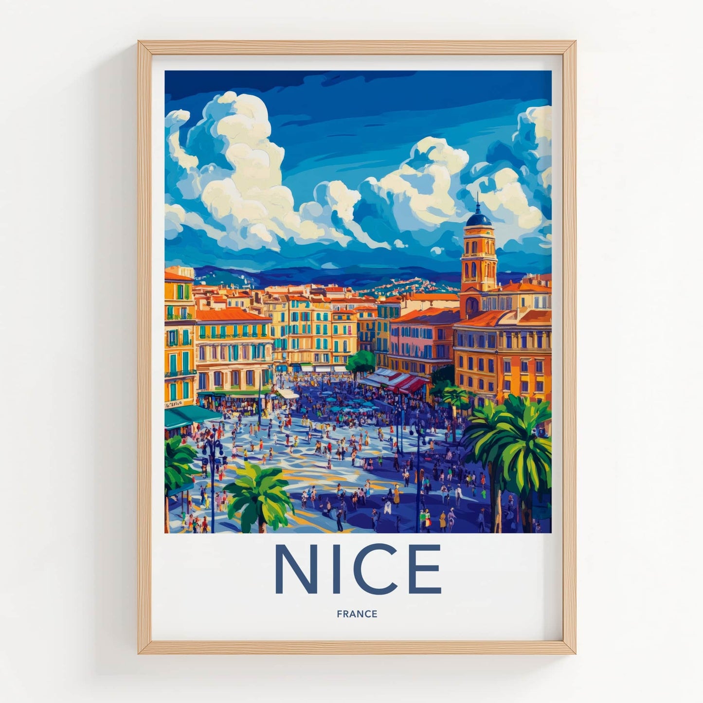 Nice Poster - France Travel Art - Vibrant City Life Lounge Decor