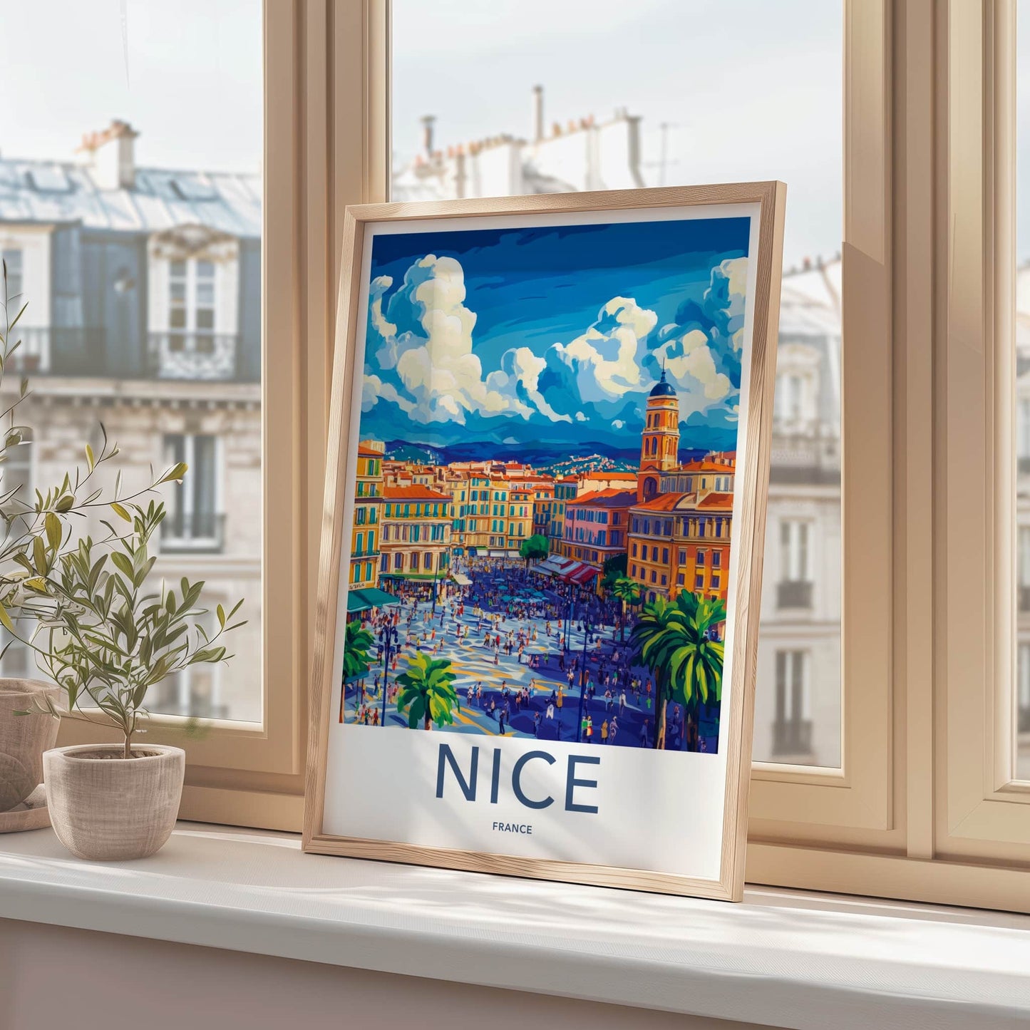 Nice Poster - France Travel Art - Vibrant City Life Lounge Decor