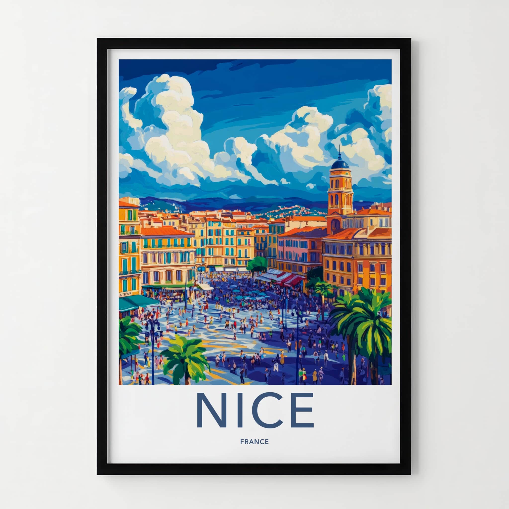 Nice Poster - France Travel Art - Vibrant City Life Lounge Decor