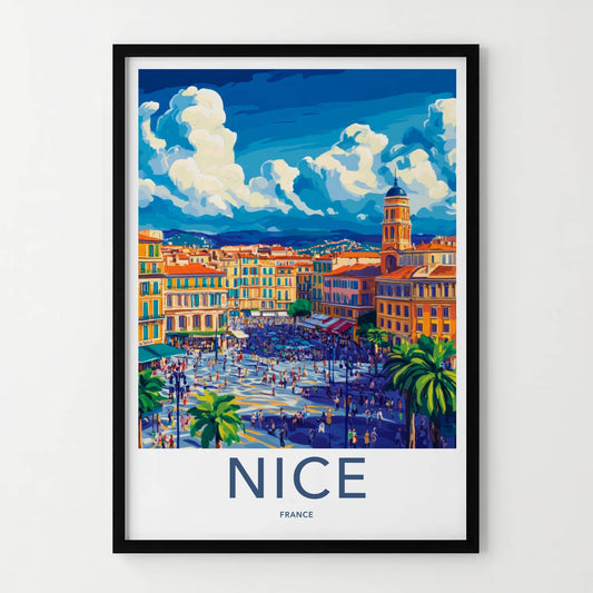 Nice Poster - France Travel Art - Vibrant City Life Lounge Decor