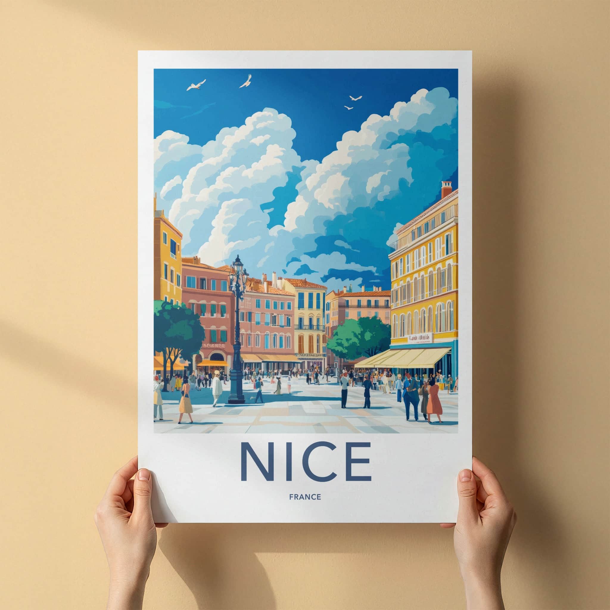 Nice Poster - France Travel Art - Vibrant Street Scene Home Decor