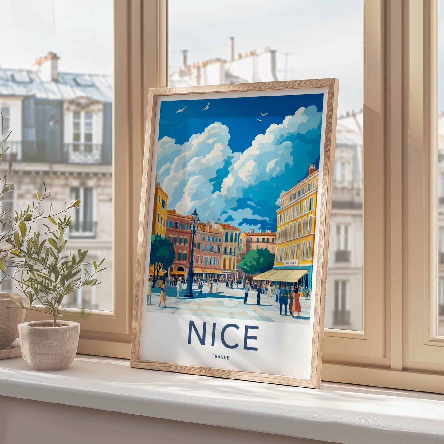 Nice Poster - France Travel Art - Vibrant Street Scene Home Decor