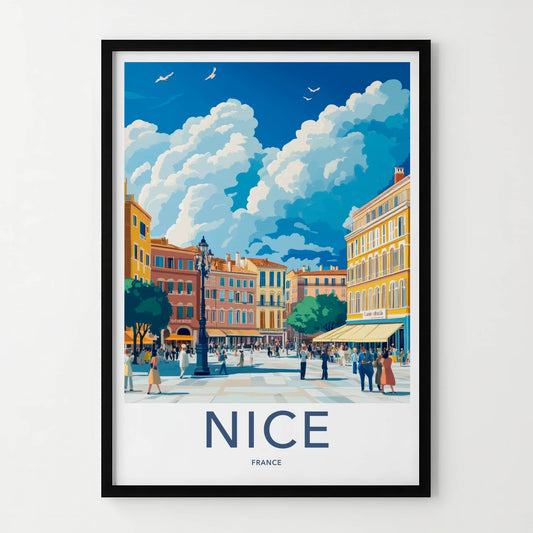 Nice Poster - France Travel Art - Vibrant Street Scene Home Decor