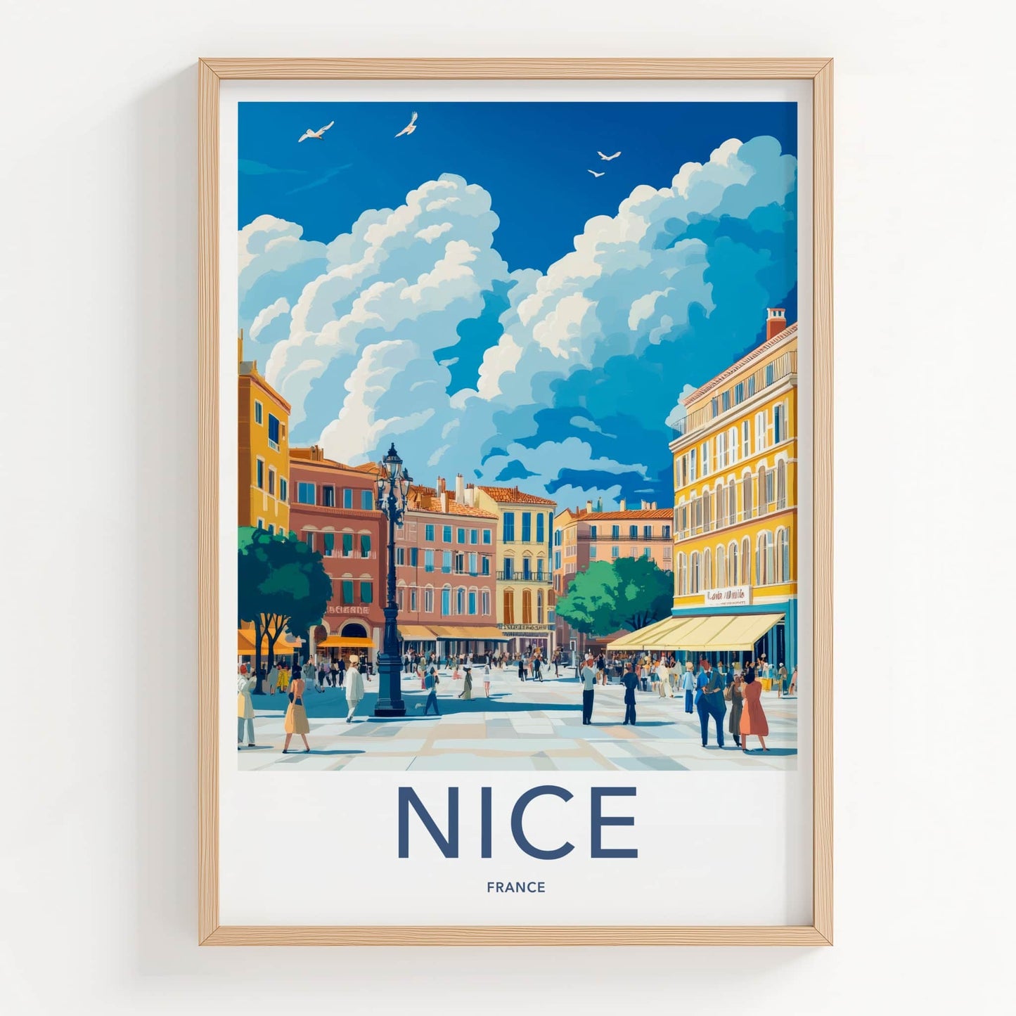 Nice Poster - France Travel Art - Vibrant Street Scene Home Decor