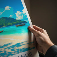 Nicobar Islands Poster - India Wall Art - Nicobar Tropical Beach Boats Gift
