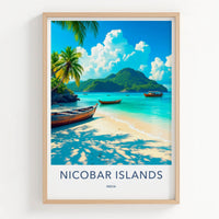 Nicobar Islands Poster - India Wall Art - Nicobar Tropical Beach Boats Gift
