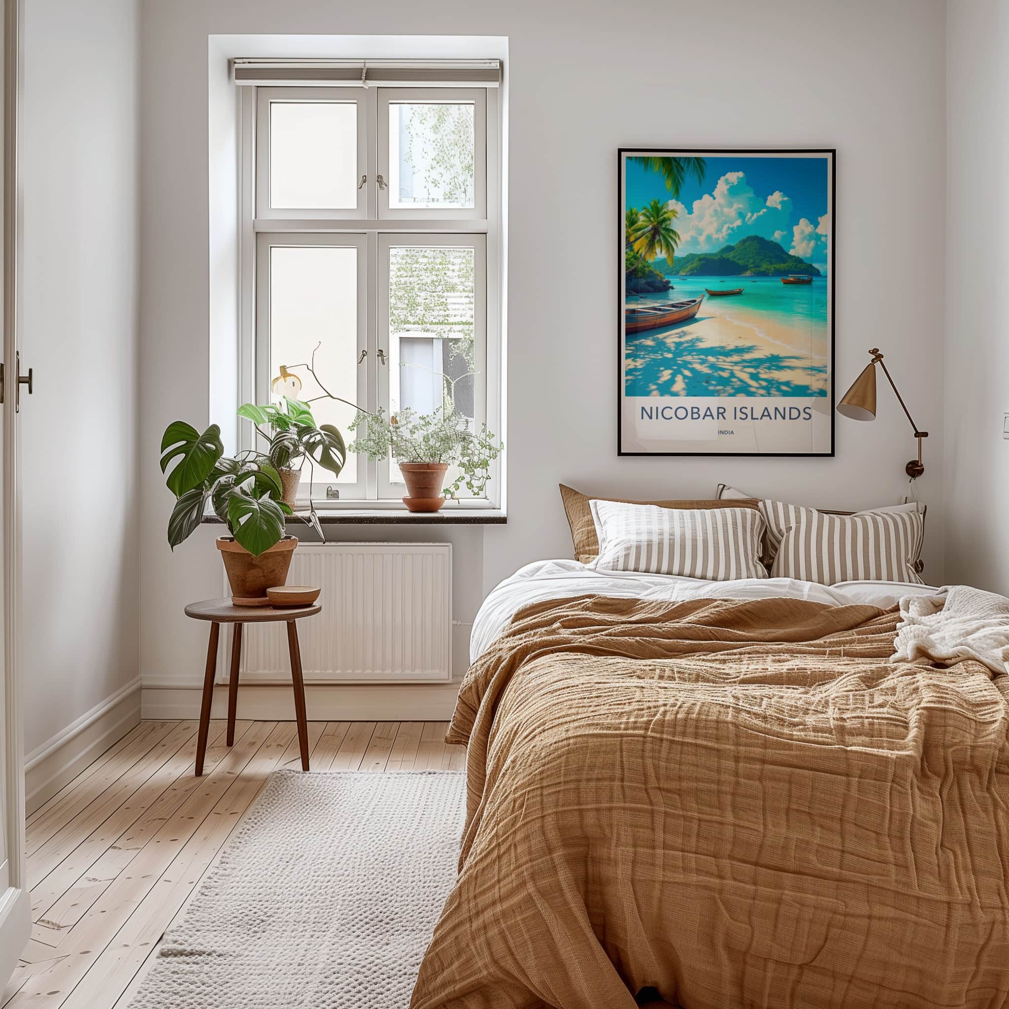 Nicobar Islands Poster - India Wall Art - Nicobar Tropical Beach Boats Gift