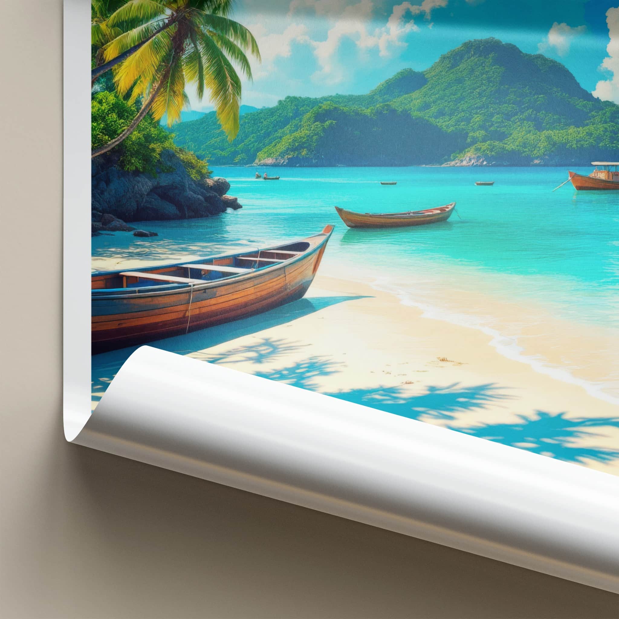 Nicobar Islands Poster - India Wall Art - Nicobar Tropical Beach Boats Gift