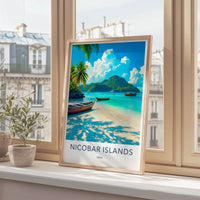 Nicobar Islands Poster - India Wall Art - Nicobar Tropical Beach Boats Gift
