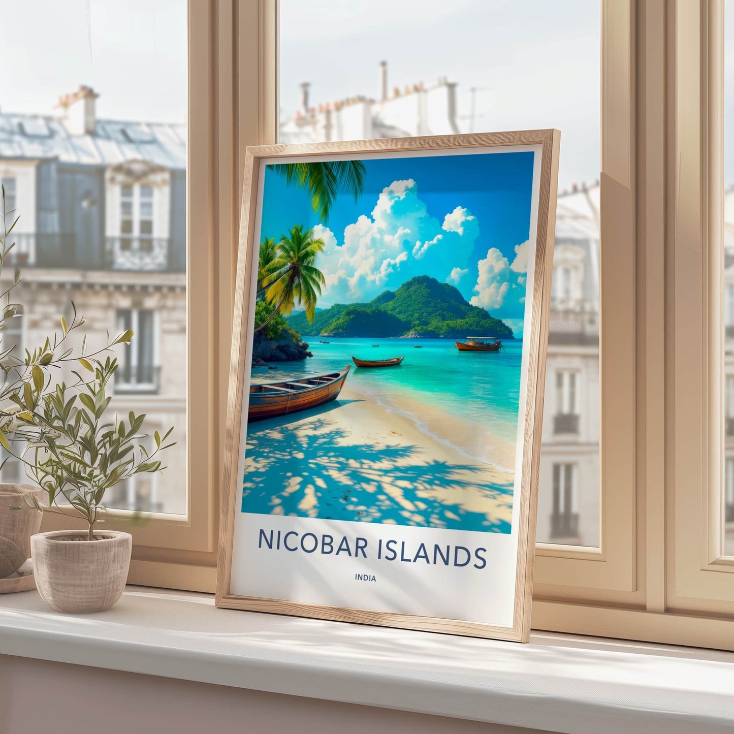 Nicobar Islands Poster - India Wall Art - Nicobar Tropical Beach Boats Gift