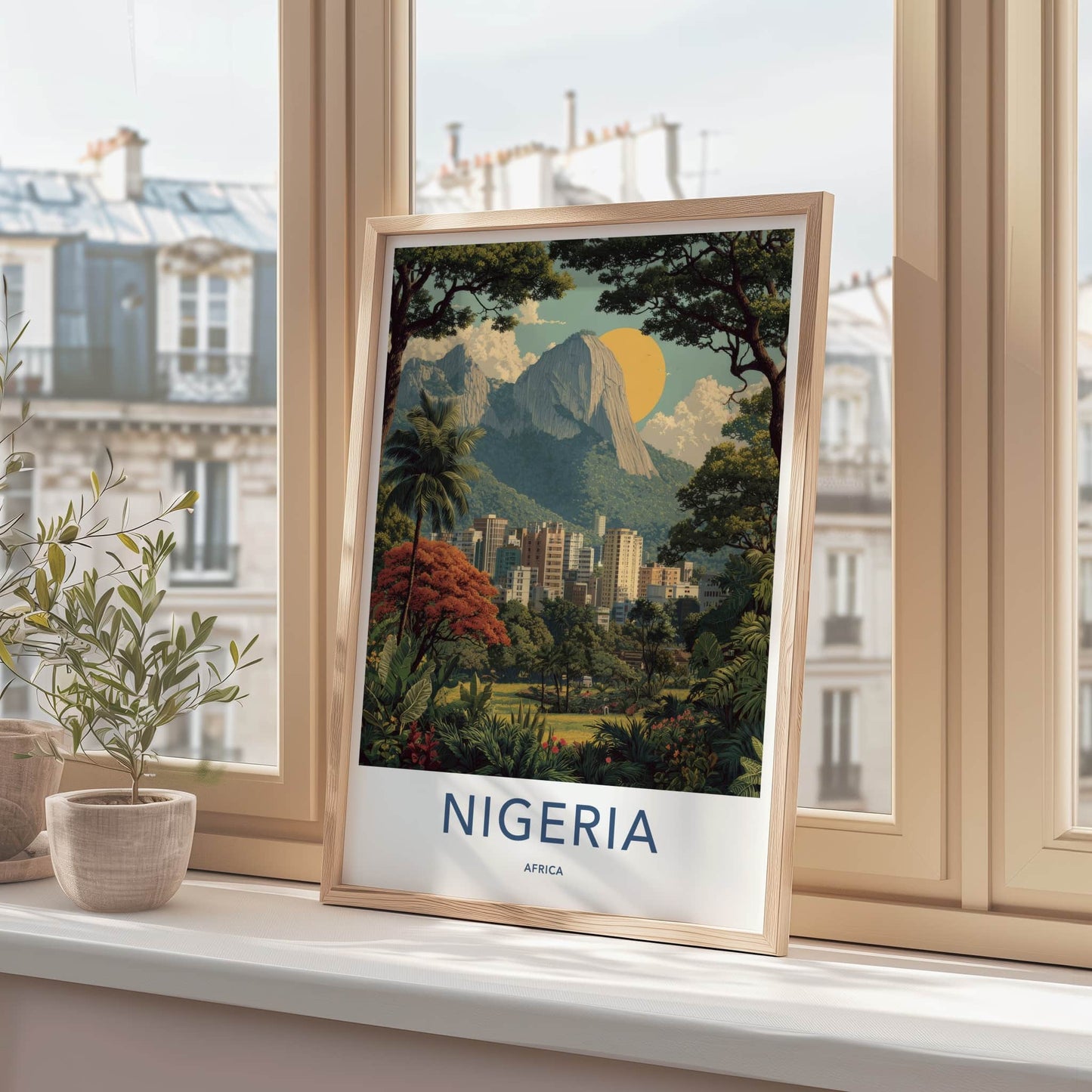 Nigeria Poster - Africa Framed Print - Vibrant City Landscape Framed Decor