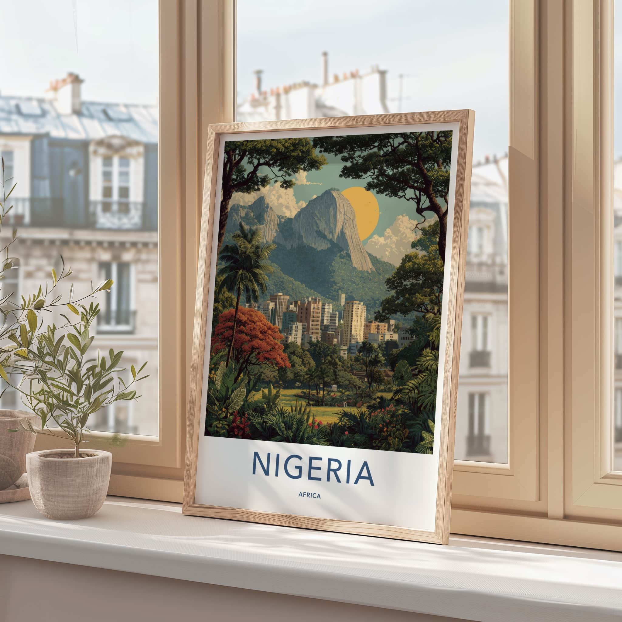 Nigeria Poster - Africa Framed Print - Vibrant City Landscape Framed Decor