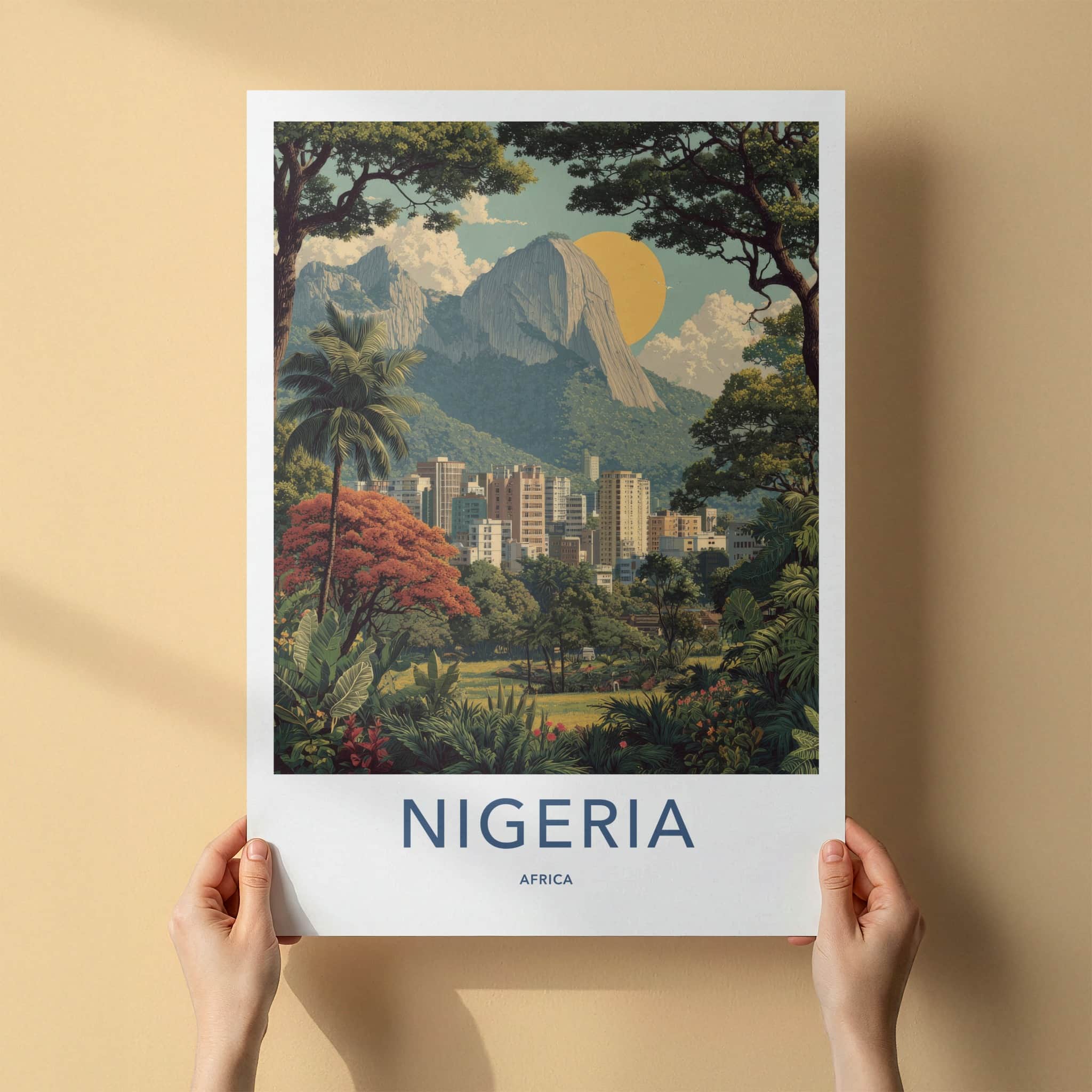 Nigeria Poster - Africa Framed Print - Vibrant City Landscape Framed Decor
