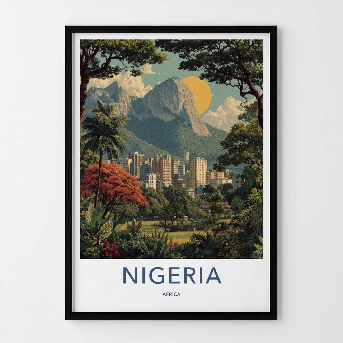 Nigeria Poster - Africa Framed Print - Vibrant City Landscape Framed Decor
