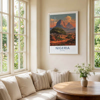 Nigeria Poster - Africa Travel Art - Orange Sky Mountain Home Decor