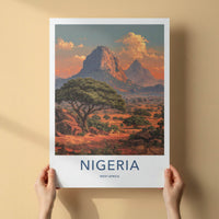 Nigeria Poster - Africa Travel Art - Orange Sky Mountain Home Decor