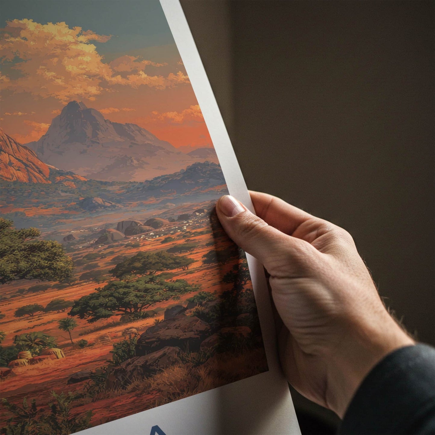 Nigeria Poster - Africa Travel Art - Orange Sky Mountain Home Decor