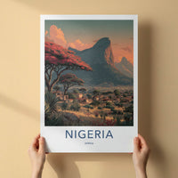 Nigeria Poster - Africa Travel Art - Red Trees Cityscape Home Decor