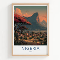 Nigeria Poster - Africa Travel Art - Red Trees Cityscape Home Decor