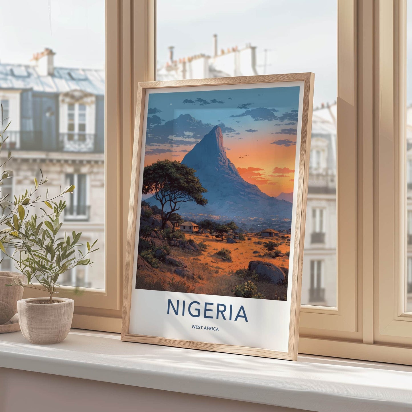 Nigeria Poster - Nigeria Rocky Landscape Farmhouses Wall Art