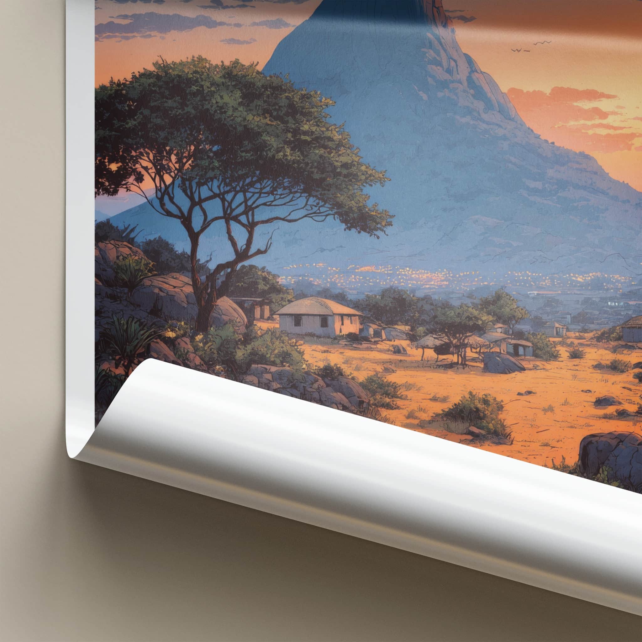 Nigeria Poster - Nigeria Rocky Landscape Farmhouses Wall Art