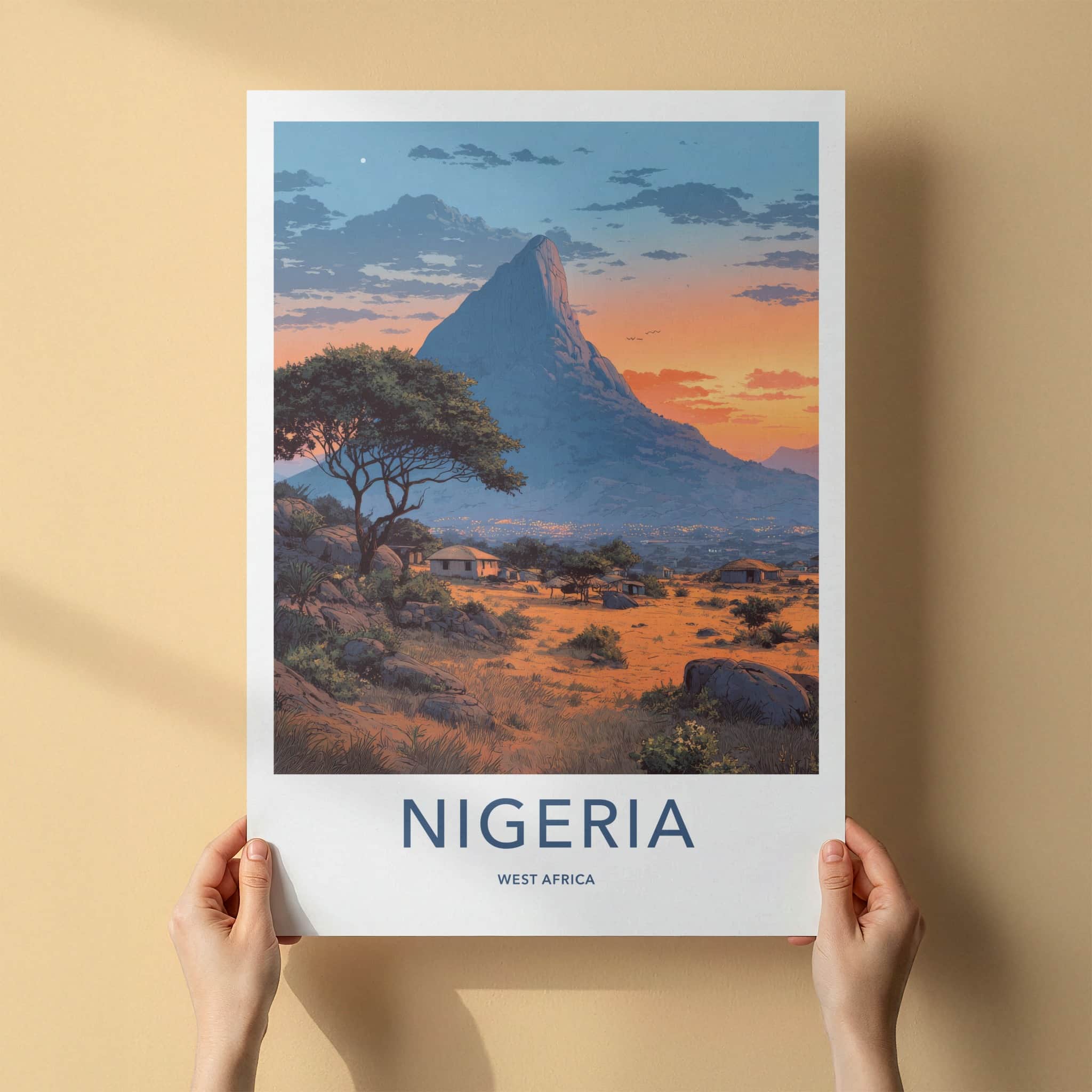 Nigeria Poster - Nigeria Rocky Landscape Farmhouses Wall Art