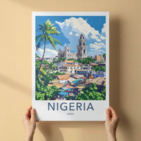 Nigeria Poster - Nigeria Travel Art - Tropical Cityscape Market Home Decor
