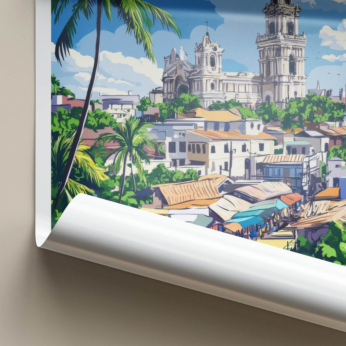 Nigeria Poster - Nigeria Travel Art - Tropical Cityscape Market Home Decor