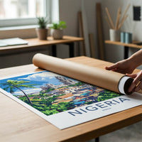 Nigeria Poster - Nigeria Travel Art - Tropical Cityscape Market Home Decor