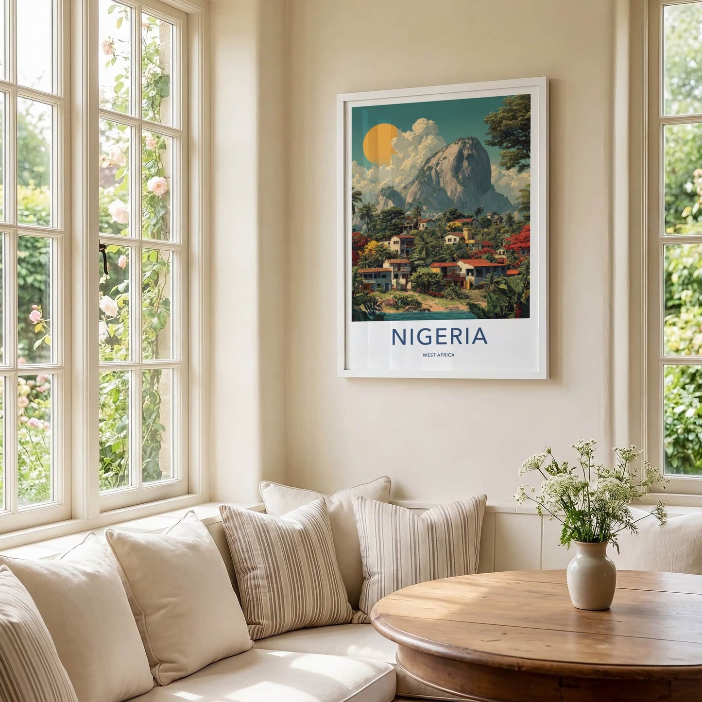 Nigeria Poster - Nigeria Wall Art - Coastal Mountain Village Home Decor
