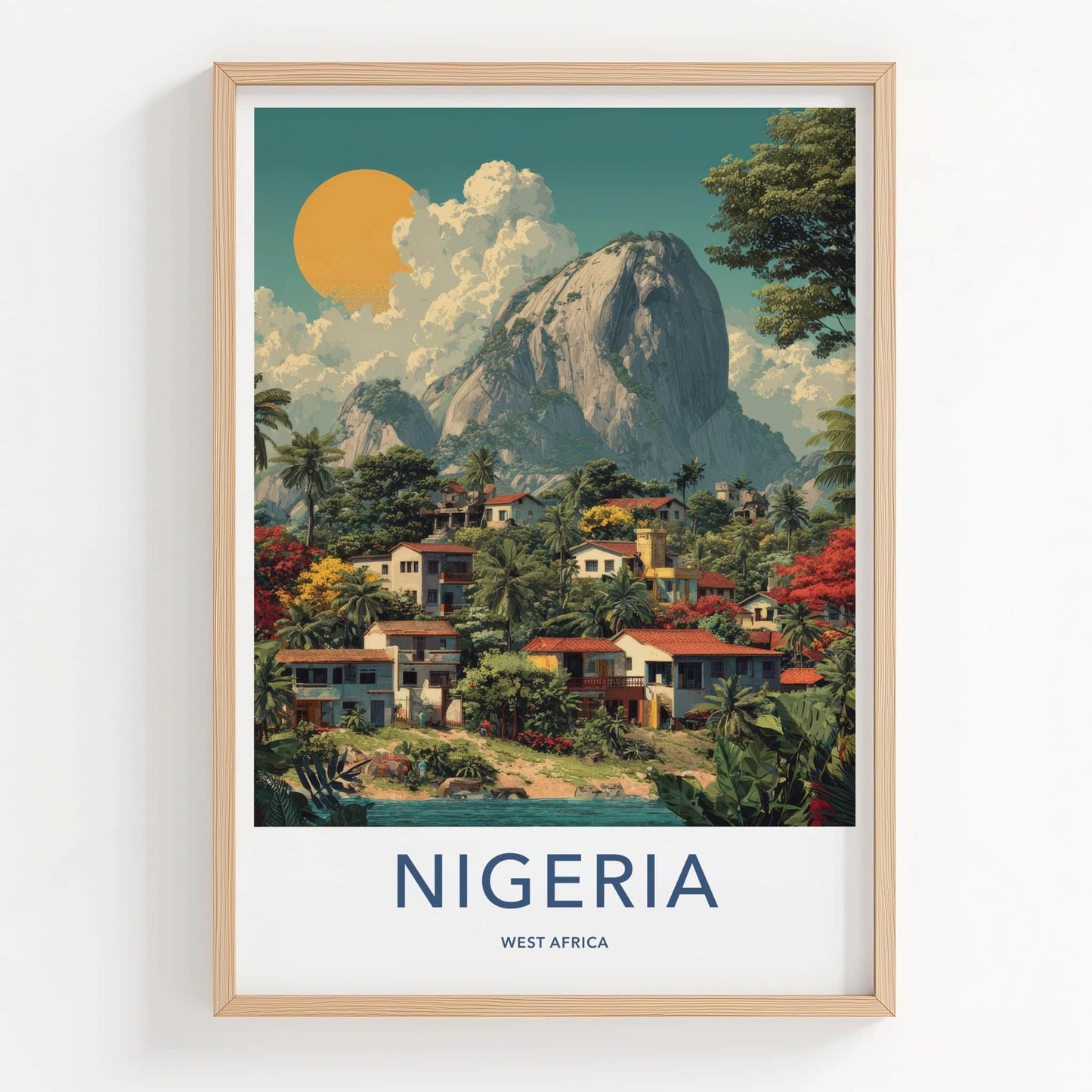 Nigeria Poster - Nigeria Wall Art - Coastal Mountain Village Home Decor