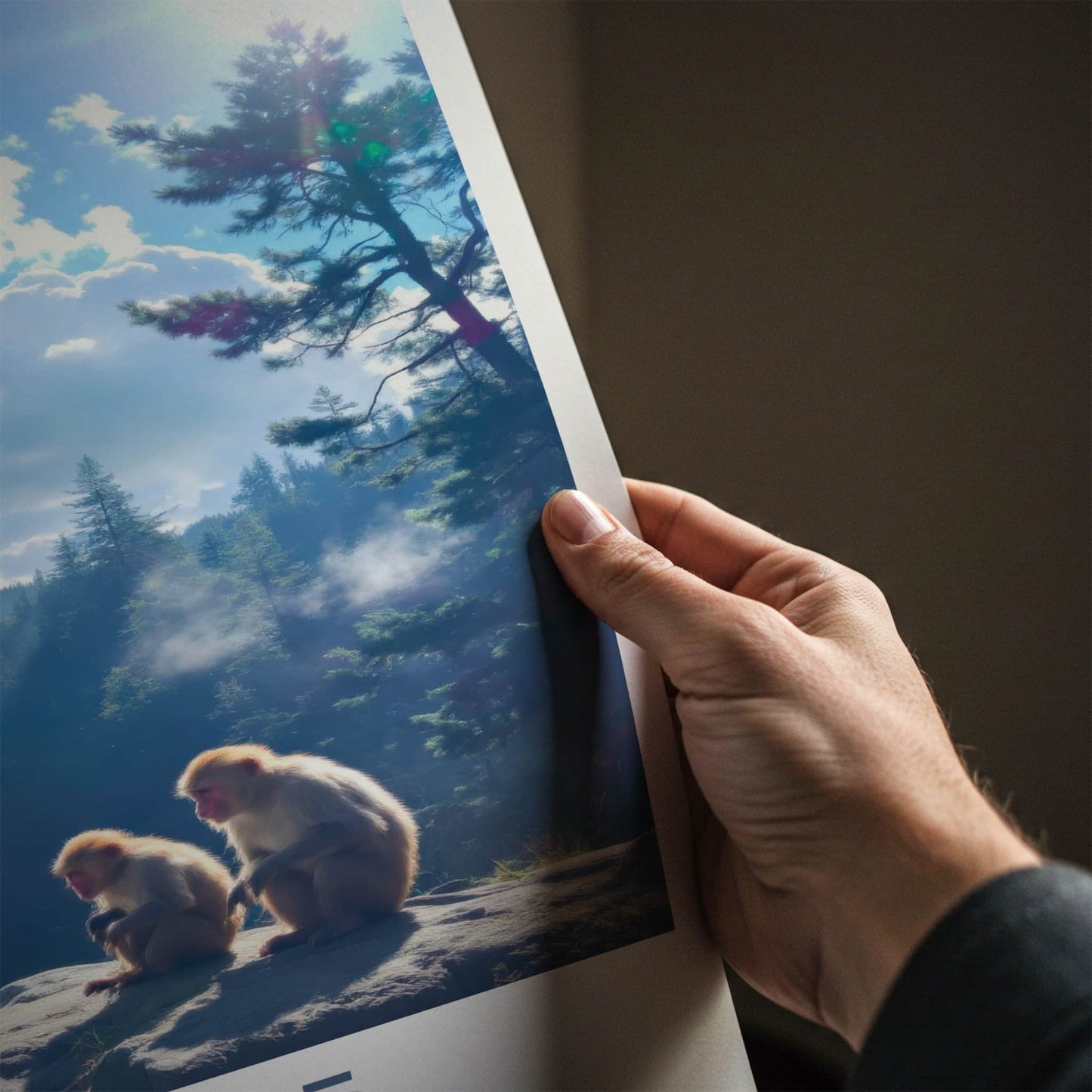 Nikko National Park Poster - Japan Travel Art - Sitting Monkeys Sunny Wall Decor