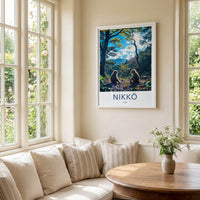 Nikko Poster - Japan Travel Art - Golden Light Monkeys Home Decor