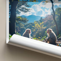 Nikko Poster - Japan Travel Art - Golden Light Monkeys Home Decor