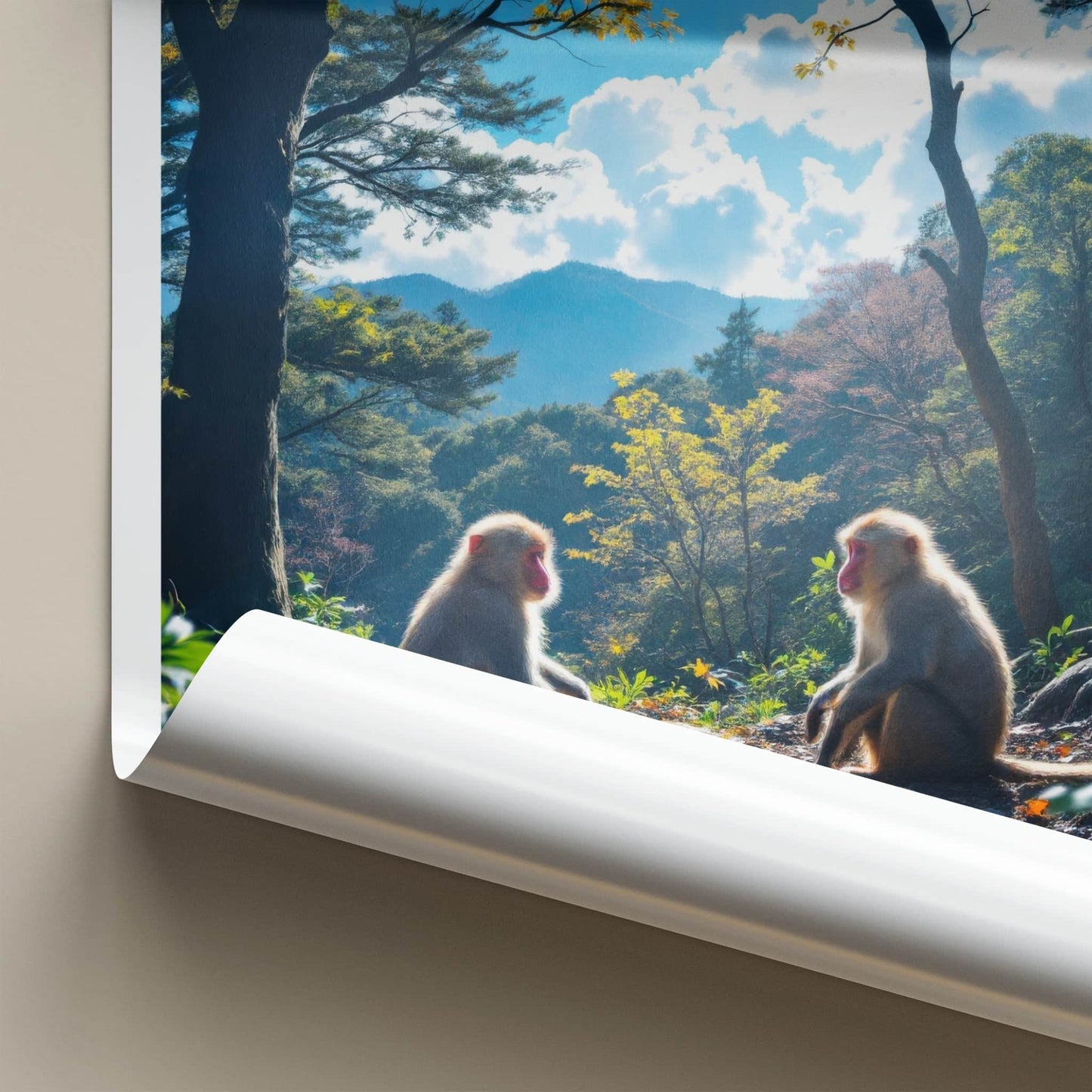 Nikko Poster - Japan Travel Art - Golden Light Monkeys Home Decor