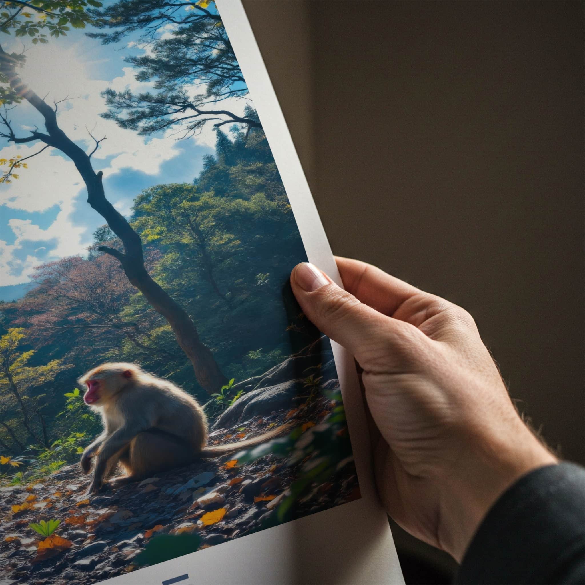 Nikko Poster - Japan Travel Art - Golden Light Monkeys Home Decor