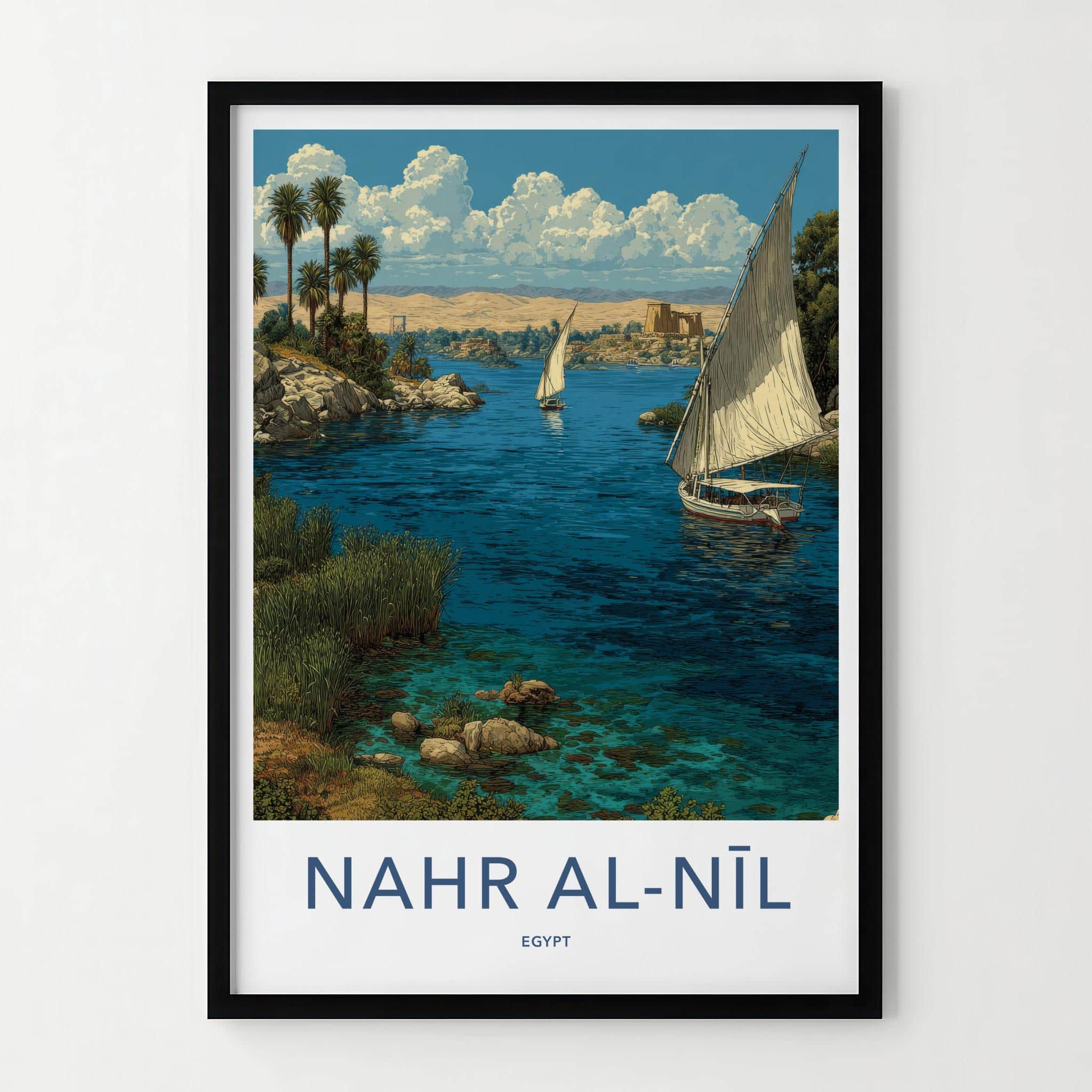 Nile River Poster - Egypt Travel Art - Ancient River Journey Home Decor