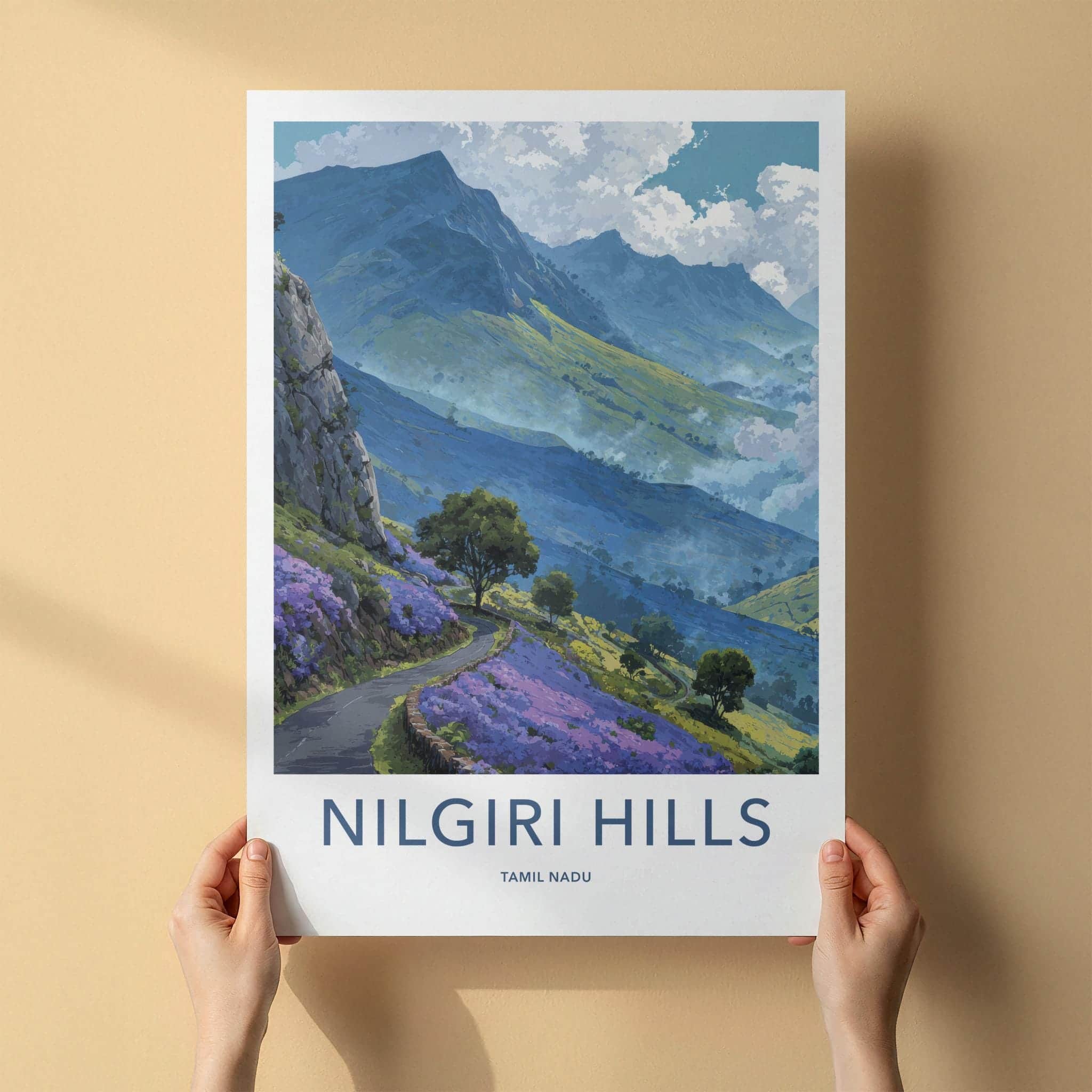 Nilgiri Hills Poster - India Fine Art - Tamil Nadu Misty Mountain Road Gift