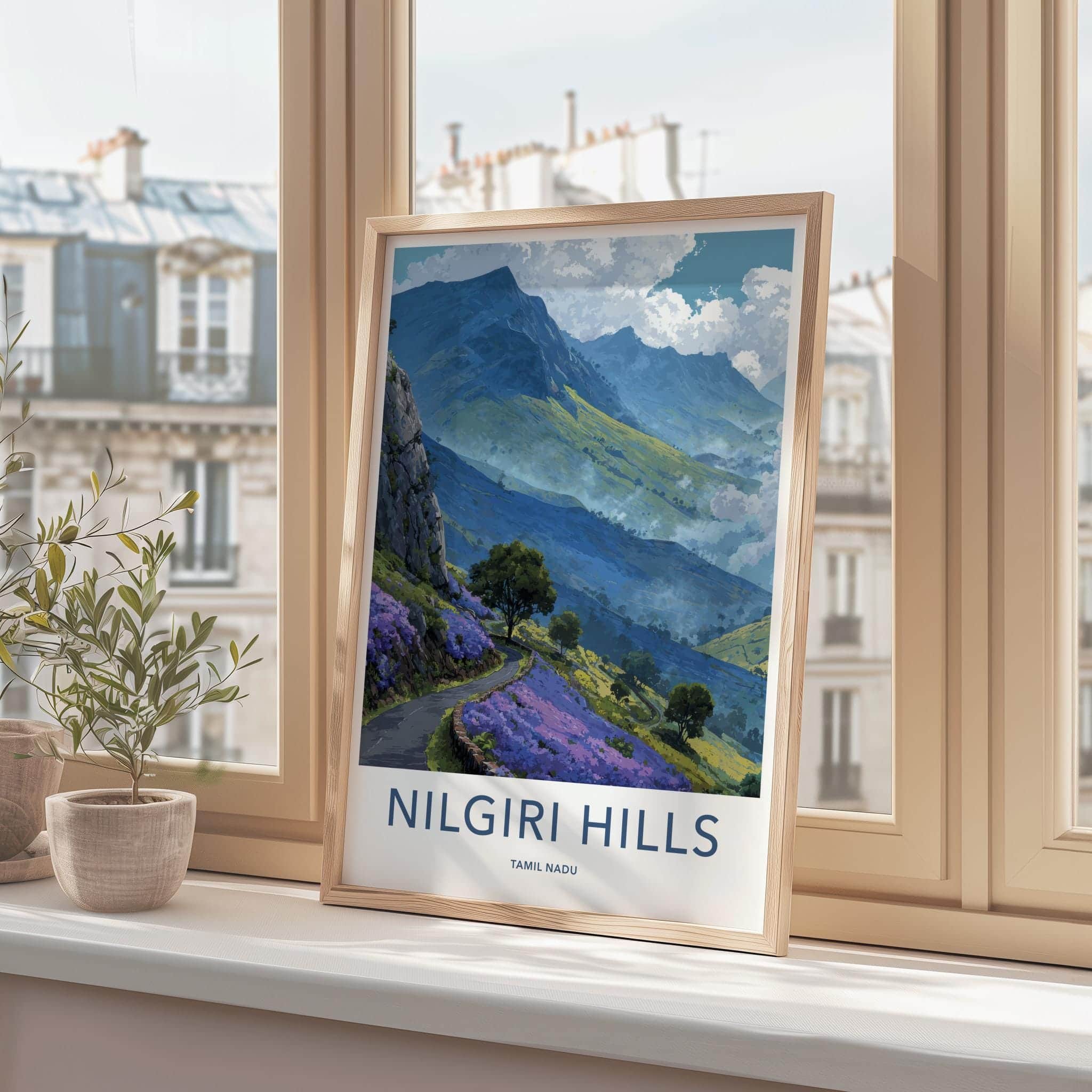 Nilgiri Hills Poster - India Fine Art - Tamil Nadu Misty Mountain Road Gift