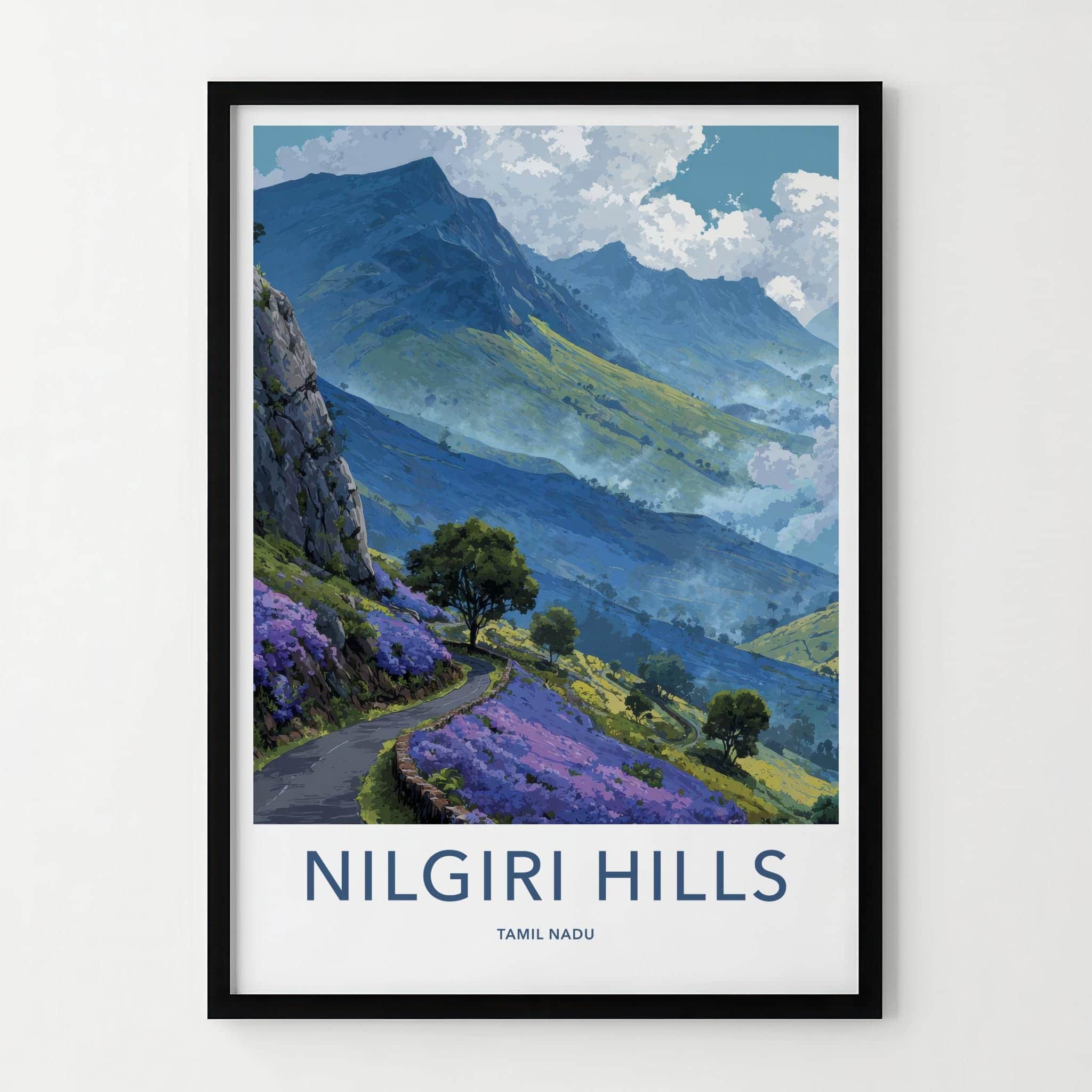 Nilgiri Hills Poster - India Fine Art - Tamil Nadu Misty Mountain Road Gift