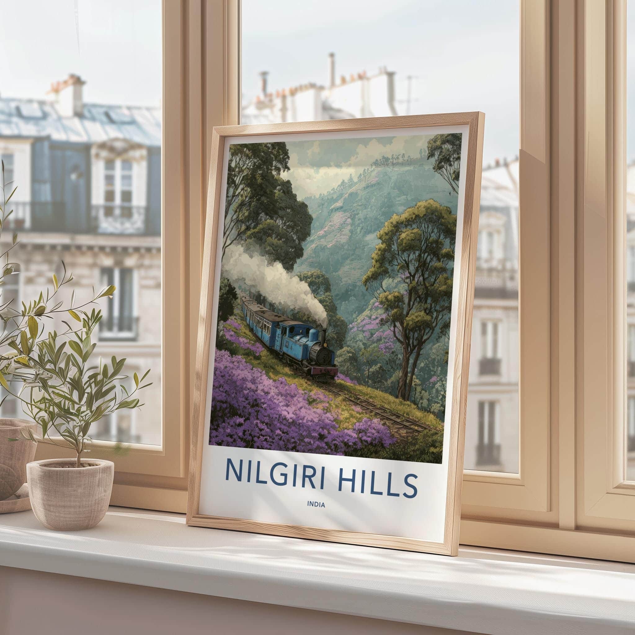 Nilgiri Hills Poster - India Travel Art - Tamil Nadu Scenic Hill Railway Home Decor