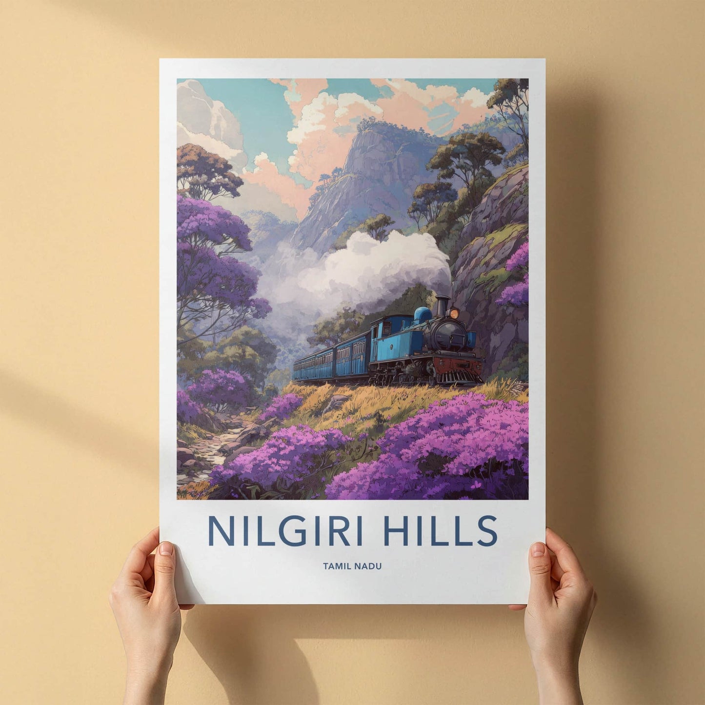 Nilgiri Hills Poster - India Travel Art - Vintage Train Scenic Gallery Art