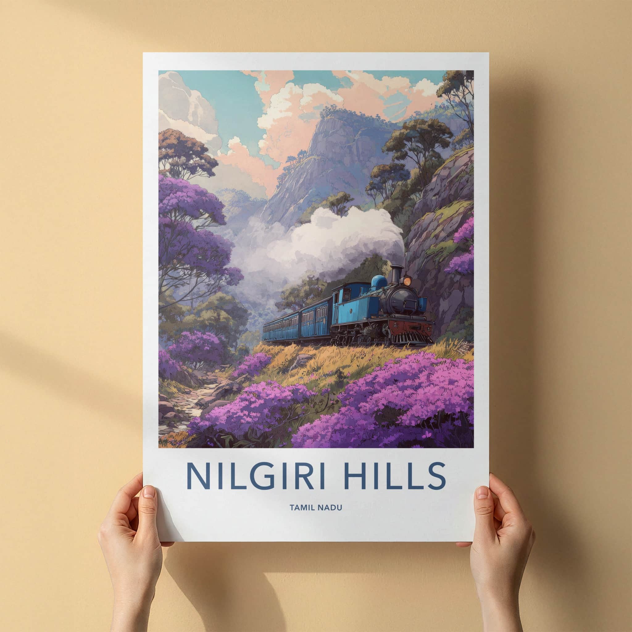Nilgiri Hills Poster - India Travel Art - Vintage Train Scenic Gallery Art