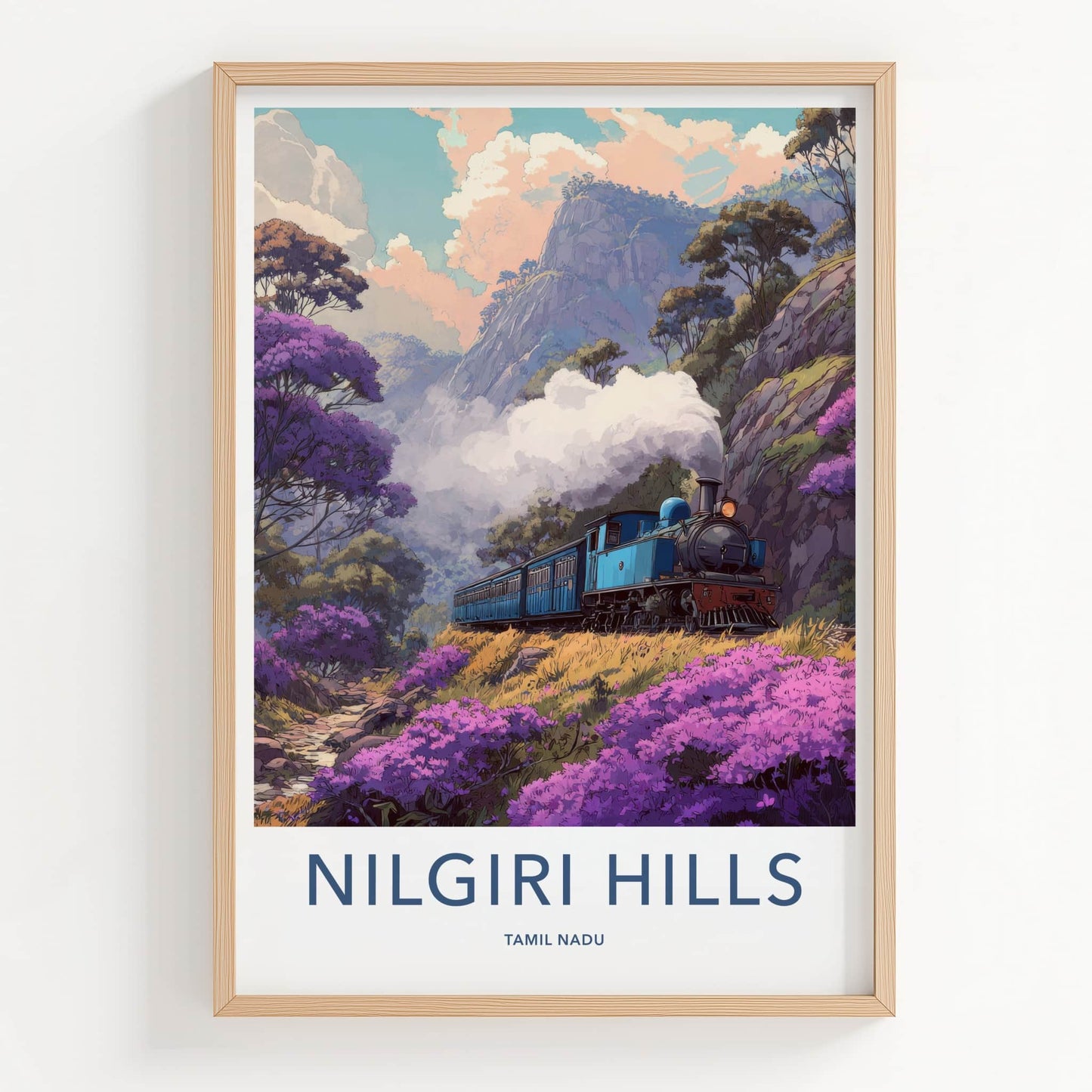 Nilgiri Hills Poster - India Travel Art - Vintage Train Scenic Gallery Art