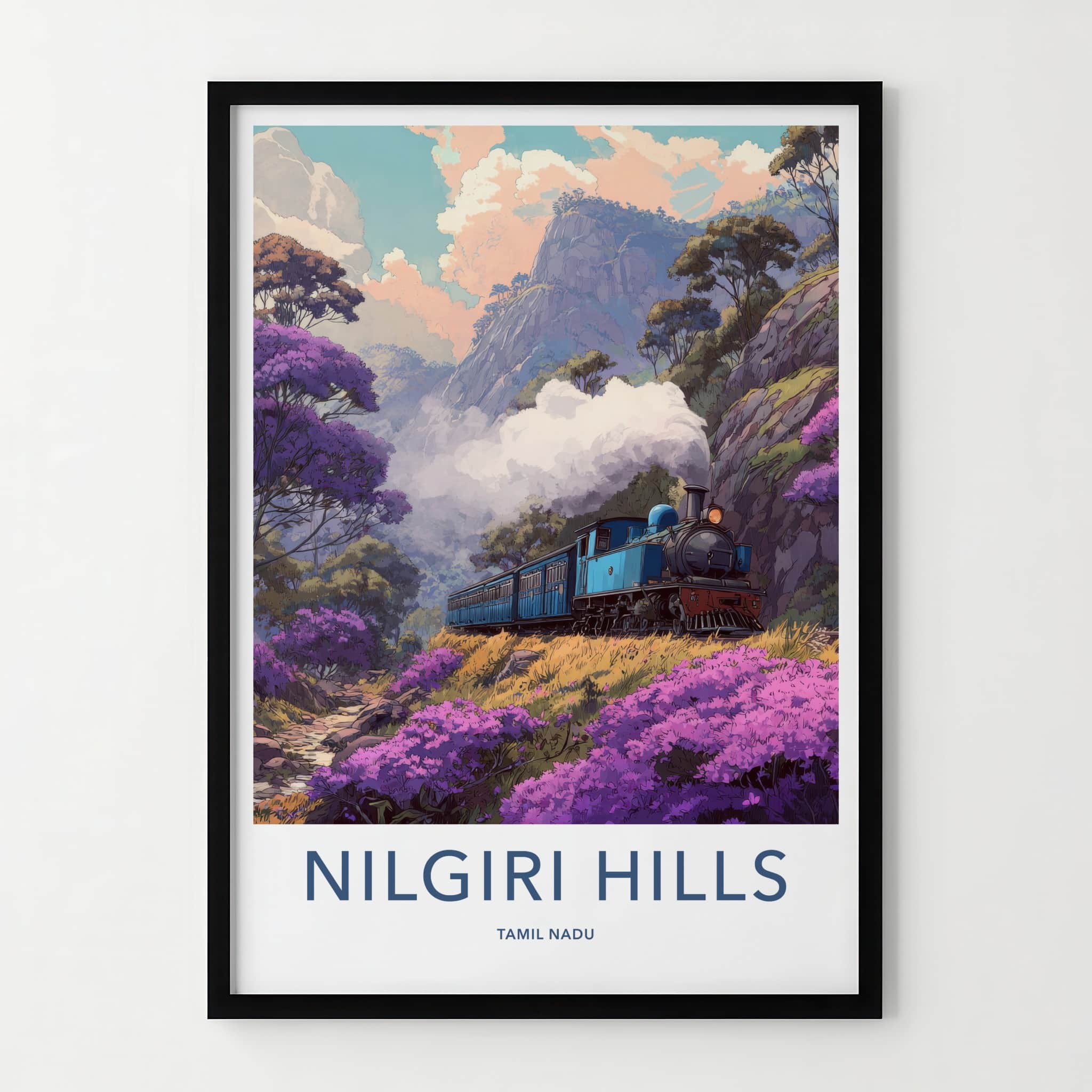 Nilgiri Hills Poster - India Travel Art - Vintage Train Scenic Gallery Art
