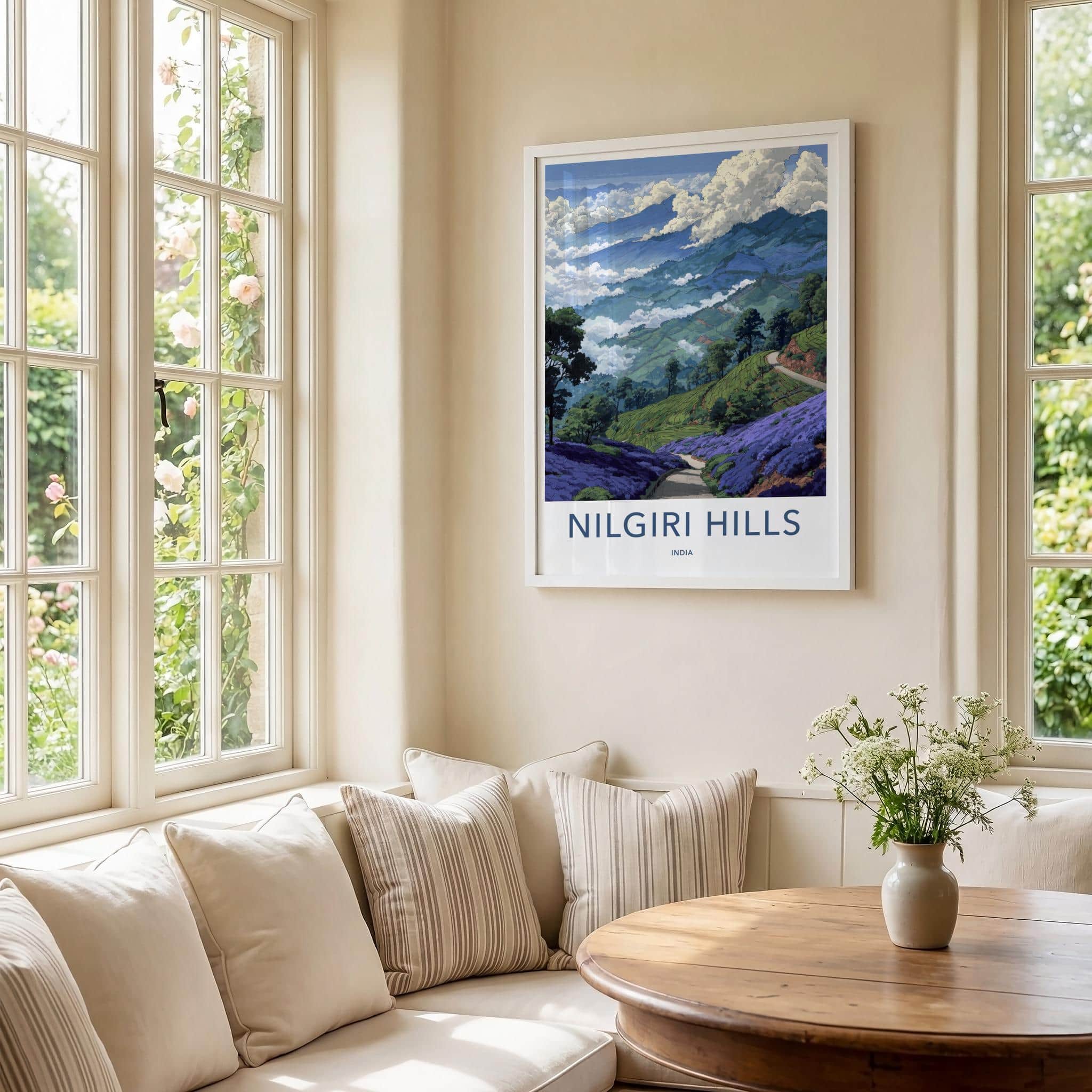 Nilgiri Hills Poster - India Wall Art - Tamil Nadu Green Tea Fields Home Decor