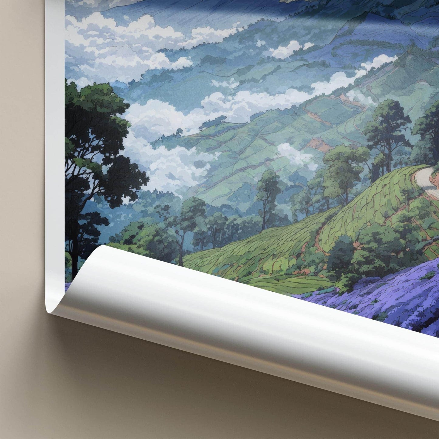 Nilgiri Hills Poster - India Wall Art - Tamil Nadu Green Tea Fields Home Decor